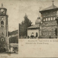 Salutări din Piatra-Neamţ. Biserica Sf. Ioan clădită de Ştefan cel Mare. Turnul Bisericei